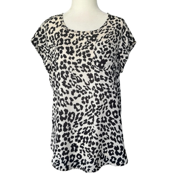 Lily WhiteBlack and White Cheetah Print Blouse Medium - Picture 1 of 13